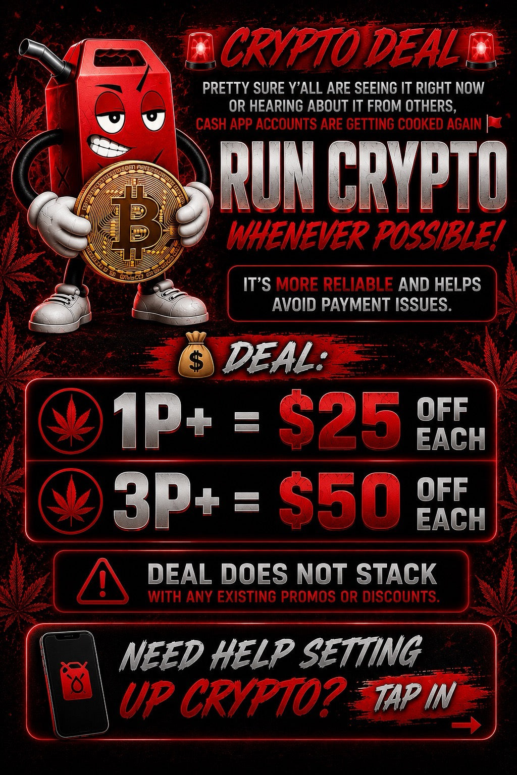 Crypto Deal — $25 off per pound on 1P+, $50 off per pound on 3P+ when paying with crypto